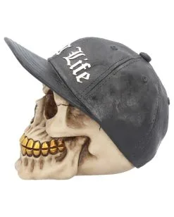 Gangster Totenschädel "Thug Life" 15,8cm -Halloween-Dekoration Verkäufe gangster totenkopf gangster totenschaedel gangster skull skull with gold teeth 53388 03