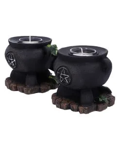 Hexenkessel Mit Efeu Kerzenhalter 2er Set -Halloween-Dekoration Verkäufe hexenkessel mit efeu teelichthalter 2er set witches cauldron with ivy candle holder halloween tischdeko 51064 04
