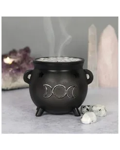 Hexenkessel Mit Dreifach-Mond Räucherkegel Halter -Halloween-Dekoration Verkäufe hexenkessel mit triple moon raeucherkegel halter triple moon witch cauldron incense cone holder gothic deco 50699 04