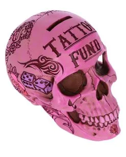 Pinke Tattoo Fund Totenschädel Spardose -Halloween-Dekoration Verkäufe pinke tattoo fund totenkopf spardose pinke tattoo fund money box totenschaedel geschenkartikel 54552 06