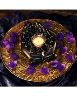 Schwarze Chiromantie-Hände Teelichthalter -Halloween-Dekoration Verkäufe schwarze handlese haende kerzenhalter schwarze chiromantie haende teelichthalter 51059 07