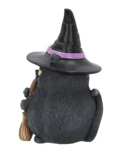 Schwarze Katze Mit Besen & Hexenhut -Halloween-Dekoration Verkäufe schwarze katze mit hexenhut black cat with witch hat and broom gothic figur geschenkartikel 39255 03