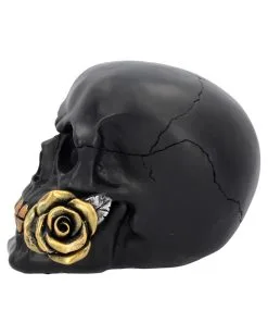 Schwarzer Totenschädel Mit Goldener Rose 15cm 8 Schwarzer Totenschädel Mit Goldener Rose 15cm -Halloween-Dekoration Verkäufe schwarzer totenkopf mit goldener rose black skull with golden rose gothic deko gothic totenkopf 54621 03