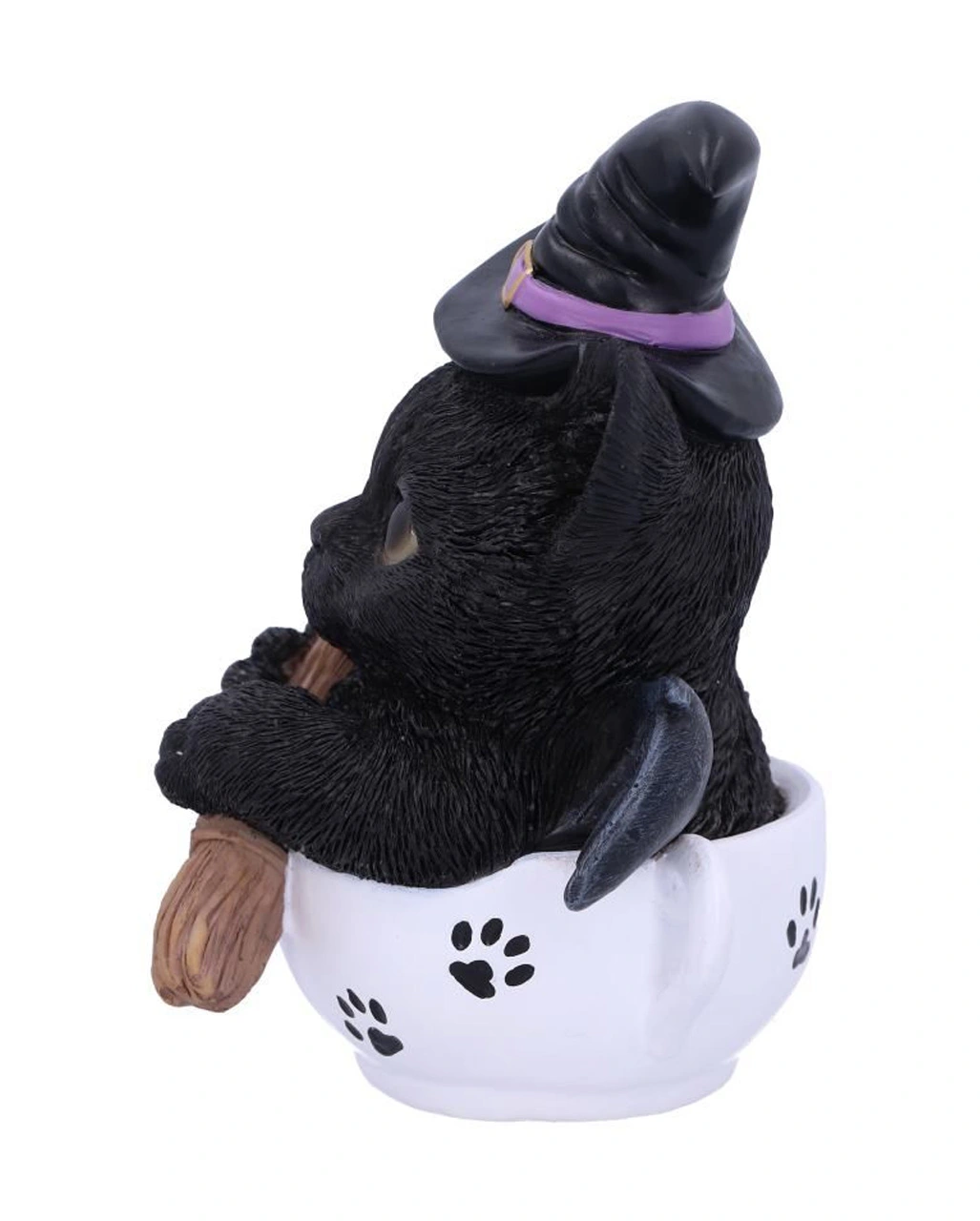 Schwarzes Hexen Kätzchen Mit Hexenbesen In Teetasse 2 Schwarzes Hexen Kätzchen Mit Hexenbesen In Teetasse – Bild 2