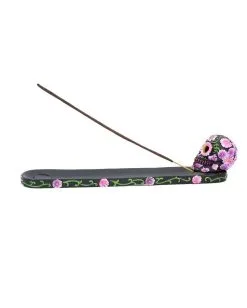 Sugar Skull Mit Blumen Räucherstäbchen Halter 8 Sugar Skull Mit Blumen Räucherstäbchen Halter -Halloween-Dekoration Verkäufe sugar skull mit flowers raeucherstaebchen halter sugar skull with flowers incense burner 50735 03
