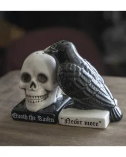 Totenschädel & Rabe Als Salz & Pfefferstreuer -Halloween-Dekoration Verkäufe totenkopf und rabe salz und pfefferstreuer skull and raven salt and pepper shaker gothic tischdeko 54743 07